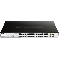 Коммутатор/ DGS-1210-28MP/FL Managed L2 Switch 24x1000Base-T PoE, 4xCombo 1000Base-T/SFP, PoE Budget 370W, Surge 6KV, CLI