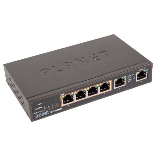 коммутатор/ PLANET 4-Port 10/100/1000T 802.3at POE + 2-Port 10/100/1000T Desktop Switch (55W POE Budget, External Power Supply)