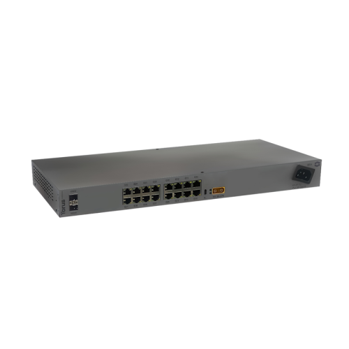 Коммутатор/ L3 управляемый коммутатор TORUS S1-1-16, 16х10/100/1000 Mbps RJ45, 2x 10 GbE SFP+, Консольный порт USB Type C, 16к MAC-адресов, 1 встроенный БП, AC: 90–260 В, 50–60 Гц DC: 36-57 B