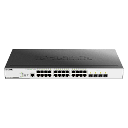Коммутатор/ DGS-3000-28LP/B Managed L2 Switch 24x1000Base-T PoE, 4x1000Base-X SFP, PoE Budget 193W, Surge 6KV, CLI, RJ45 Console, RPS, Dying Gasp