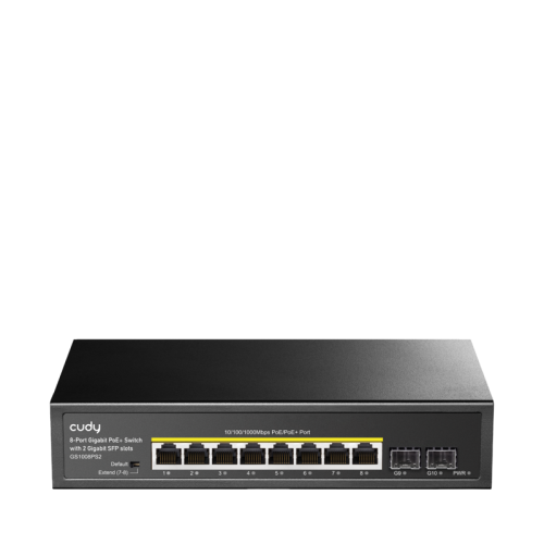 Коммутатор/ 8-10/100/1000 BASE-T Gigabit ports, 2-1000 BASE-X SFP Slot, 8-port IEEE 802.3at PoE+ Injector, Supports PoE power up to 30W for each PoE port, Extend Mode (Port#7 and #8 support transmit distance up to 250m at 10 Mbps ), Port Lightning  Protec