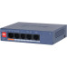 4-портовый PoE коммутатор с функцией облачного управления, 4 RJ45 10/100Мбит/с (PoE/PoE+/Hi-PoE), 1 RJ45 10/100/1000Мбит/с (uplink); PoE: порт 1 до 60Вт, порты 2-4 до 30Вт, суммарно до 60Вт; PoE watchdog, передача до 250м; питание: 53В(DC)