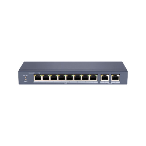 Сетевой неуправляемый коммутатор 8 RJ45 100M PoE 2 порта с высоким приоритетом; 2 Uplink порта Gigabit; IEEE802.3af IEEE802.3at; бюджет PoE 60Вт; поддержка режима передачи до 250м10Мбит/с (1-8 порт) CAT5e; защита от перенапряжений DC48В 1.35A; 65Вт;-10 C.