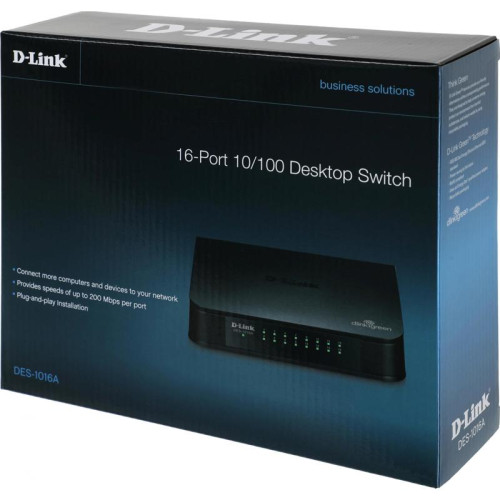 Коммутатор D-Link DES-1016A/E2A 16x100Мбит/с неуправляемый