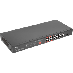 Коммутатор/ 16-port 10/100Mbps unmanaged switch, 16 PoE+ ports, 1GB RJ-45 + 1 RJ-45/SFP combo slot, 150W PoE budget