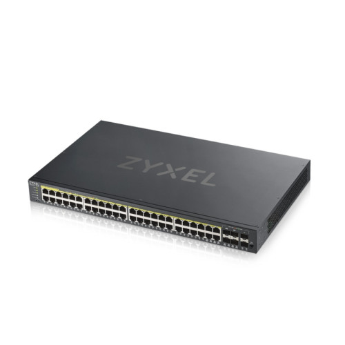 Коммутатор/ ZYXEL GS1920-48HPv2 Hybrid Smart switch PoE+ ZYXEL Nebula Flex, 44xGE PoE+, 4xCombo (SFP/RJ-45 PoE+), 2xSFP, budget PoE 375W, Standalone / cloud management