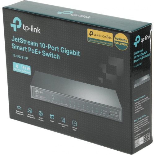 Коммутатор/ 8-port gigabit Smart PoE+ Switch with 2 SFP uplink ports,desktop mount, 8 802.3af/at compliant PoE+ ports, 2 SFP uplink ports, 58W PoE budget, L2 switch features