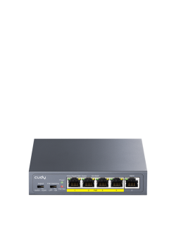 Коммутатор/ 5-Port 10/100/1000M PoE+ Switch 60W, 5 10/100/1000M ports with 4POE+ Ports Unmanaged Switch with UL power adapter IEEE802.3af / IEEE802.3at, Watchdog, 60W External