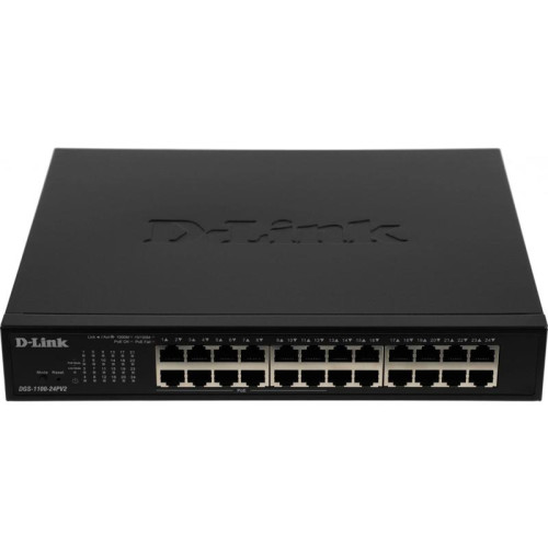 Коммутатор D-Link DGS-1100-24PV2/A (L2) 24x1Гбит/с 12PoE+ 100W управляемый