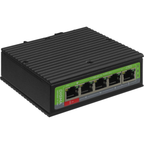 Коммутатор Digma DSP404F-1F-200 (L2) 5x100Мбит/с 4PoE 4PoE+ 1PoE++ 200W неуправляемый