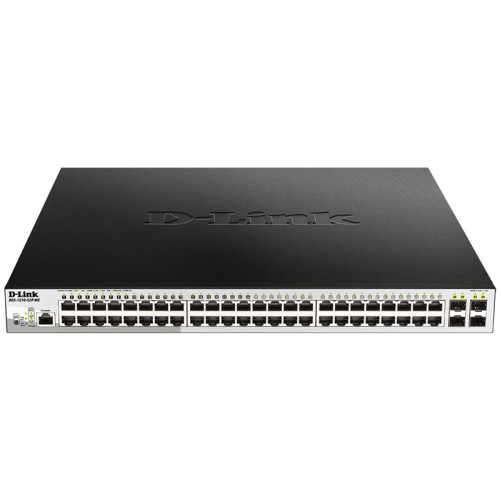 Коммутатор/ DGS-1210-52P/ME/B Managed L2 Metro Ethernet Switch 48x1000Base-T PoE, 4x1000Base-X SFP, PoE Budget 193W, Surge 6KV, CLI, RJ45 Console, Dying Gasp