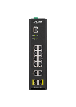 Коммутатор/ DIS-200G-12S Managed L2 Industrial Switch 10x1000Base-T, 2x1000Base-X SFP, Surge 6KV, CLI, RJ45 Console, Alarm relay, Dying Gasp, DIN-Rail, metal case IP30, -40 to 65°C, w/o power adapter