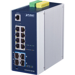 коммутатор/ PLANET IGS-6325-8T4X IP30 Industrial L3 8-Port 10/100/1000T + 4-Port 10G SFP+ Full Managed Switch (-40 to 75 C, dual redundant power input on 12~48VDC terminal block, DIDO, ERPS Ring, 1588 PTP TC, Modbus TCP, Cybersecurity features, Hardware L