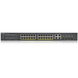 ZYXEL GS1920-24HPv2 Hybrid Smart switch PoE+ ZYXEL Nebula Flex, 24xGE PoE+, 4xCombo (SFP/RJ-45), budget PoE 375W, Standalone / cloud management