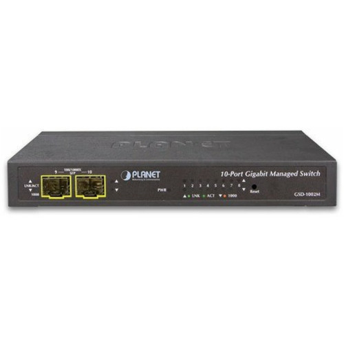 коммутатор/ PLANET IPv4/IPv6 Managed 8-Port 10/100/1000Mbps + 2-Port 100/1000X SFP Gigabit Desktop Ethernet Switch (POE PD, External PWR)