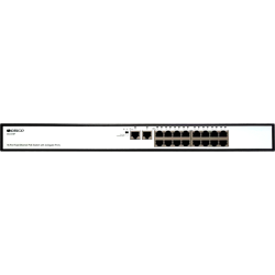 Unmanaged Switch 16x100Base-TX PoE, 2x1000Base-T, PoE Budget 190W, Long-range PoE up to 250m, 19