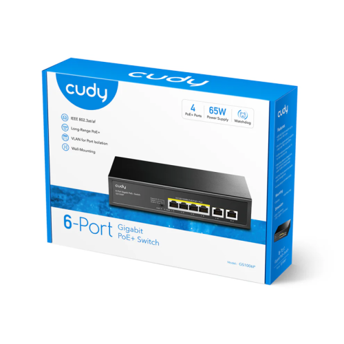 Коммутатор/ 6-Port 10/100/1000M PoE+ Switch, 4-Port 10/100/1000 BASE-T Gigabit PoE+ ports, 2-Port 10/100/1000 BASE-T Gigabit Uplink ports, 802.3at/af, VLAN mode support for port #1 ~ #4, Extend mode support for port #3 ~ #4, Fanless, ±4KV Surge Protectio Коммутатор/ 6-Port 10/100/1000M PoE+ Switch, 4-Port 10/100/1000 BASE-T Gigabit PoE+ ports, 2-Port 10/100/1000 BASE-T Gigabit Uplink ports, 802.3at/af, VLAN mode support for port #1 ~ #4, Extend mode support for port #3 ~ #4, Fanless, ±4KV Surge Protectio