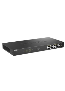 Коммутатор D-Link DGS-1018P DGS-1018P/B1A 16x1Гбит/с 2SFP 16PoE 240W неуправляемый