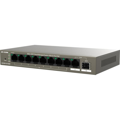 Коммутатор IP-Com G2210P-8-102W (L2) 9x1Гбит/с 1xКомбо(1000BASE-T/SFP) 1SFP 8PoE 92W неуправляемый