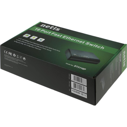 Коммутатор Netis ST3116P (L2) 16x100Мбит/с неуправляемый