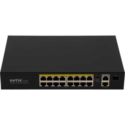Коммутатор Netis P116GH (L2) 16x100Мбит/с 2x1Гбит/с 1SFP 16PoE 16PoE+ 240W неуправляемый
