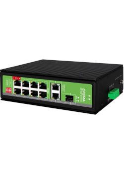 Коммутатор Digma DSP408F-2G1S-300 (L2) 8x100Мбит/с 2x1Гбит/с 1SFP 8PoE 8PoE+ 1PoE++ 300W неуправляемый