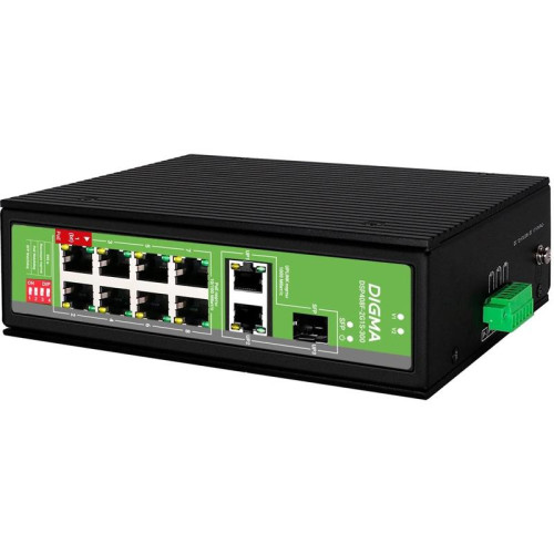 Коммутатор Digma DSP408F-2G1S-300 (L2) 8x100Мбит/с 2x1Гбит/с 1SFP 8PoE 8PoE+ 1PoE++ 300W неуправляемый