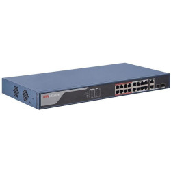 Коммутатор Hikvision DS-3E1318P-EI 16x100Мбит/с 2x1Гбит/с 2xКомбо(1000BASE-T/SFP) 16PoE+ 230W управляемый