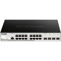 Коммутатор/ DGS-1210-20/ME/B Managed L2 Metro Ethernet Switch 16x1000Base-T, 4x1000Base-X SFP, Surge 6KV, CLI, RJ45 Console, RPS, Dying Gasp