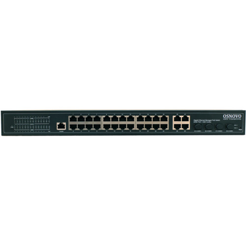 Коммутатор/ OSNOVO Управляемый L2 PoE коммутатор Gigabit Ethernet на 24 RJ45 PoE + 4 x GE Combo Uplink, до 30W на порт, суммарно до 400W