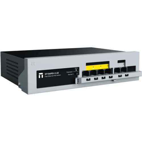Коммутатор/ Неуправляемый PoE коммутатор Fast Ethernet netis ST106PDI-2-65, 4 порта 100 Мбит/с PoE+, 2 порта 100 Мбит/с RJ45 Uplink, БП 65 Вт