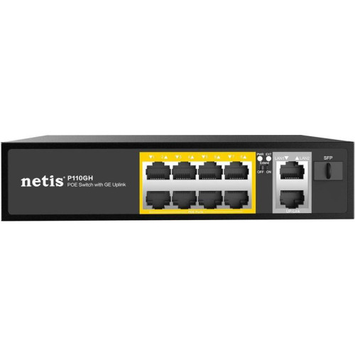 Коммутатор Netis P110GH (L2) 8x100Мбит/с 2x1Гбит/с 1SFP 8PoE 8PoE+ 120W неуправляемый