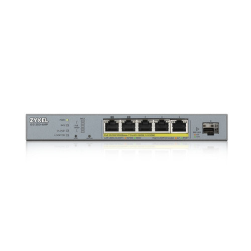 ZYXEL GS1350-6HP L2 PoE + switch for ZYXEL GS1350-6HP IP cameras, 4xGE PoE +, 1xGE PoE++ (802.3bt), 1xSFP, PoE budget 60 W, power transmission distance up to 250 m, auto-reloading of PoE ports, increased overvoltage and electrostatic protection