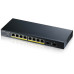 Коммутатор/ Zyxel GS1100-10HP 8xGE PoE+ 2xSFP PoE+ Switch Desktop Silent 130W PoE Budget Kensigton lock