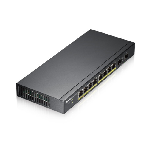 Коммутатор/ Smart L2 PoE+ Switch Zyxel GS1900-10HP, 8xGE PoE+, 2xSFP, Desktop, Silent, Budget PoE 77W