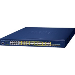 коммутатор/ PLANET Layer 3 16-Port 100/1000X SFP + 8-Port Gigabit TP/SFP combo + 4-Port 10G SFP+ Stackable Managed Switch with Dual AC Redundant Power(Hardware stacking up to 8 units, hardware-based Layer 3 IPv4/IPv6 Routing and VRRP, supports ERPS Ring)