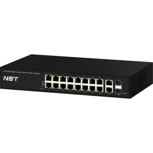 Коммутатор Gigabit Ethernet управляемый на 18 RJ45 + 2 GE SFP порта. Порты: 18 x GE (10/100/1000 Base-T) Коммутатор Gigabit Ethernet управляемый на 18 RJ45 + 2 GE SFP порта. Порты: 18 x GE (10/100/1000 Base-T)