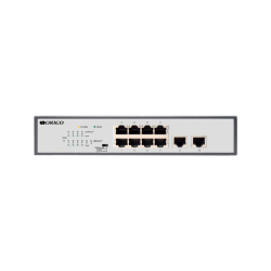 Unmanaged Switch 8x1000Base-T PoE, 2x1000Base-T, PoE Budget 120W, Long-range PoE up to 250m, 19