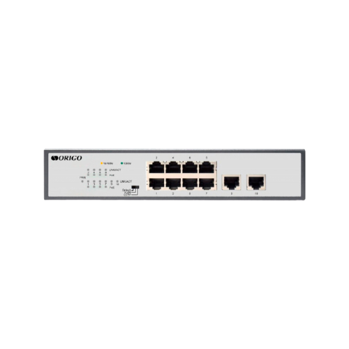 Unmanaged Switch 8x1000Base-T PoE, 2x1000Base-T, PoE Budget 120W, Long-range PoE up to 250m, 19