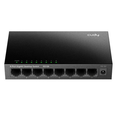 Коммутатор CUDY 8-Port Gigabit Metal  Switch 5-Port Gigabit Ethernet Switch, 5 10/100/1000M RJ45 Ports, Loop Detection, USB-C Power Input, Plug & Play, Wall-Mount
