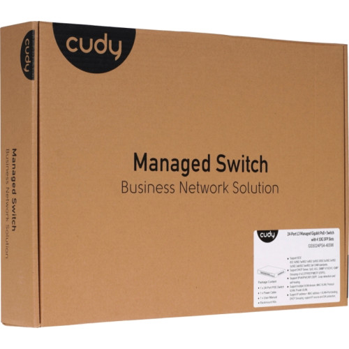 Коммутатор Cudy GS5024PS4-400W (L3) 24x1Гбит/с 4SFP+ 24PoE+ 400W управляемый