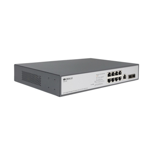 Коммутатор/ Managed L2 Switch 8x1000Base-T PoE, 2x1000Base-X SFP, PoE Budget 135W, RJ45 Console, 19