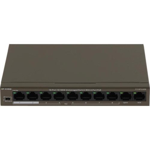Коммутатор IP-Com F1110P-8-63W (L2) 10x100Мбит/с 8PoE 58W неуправляемый
