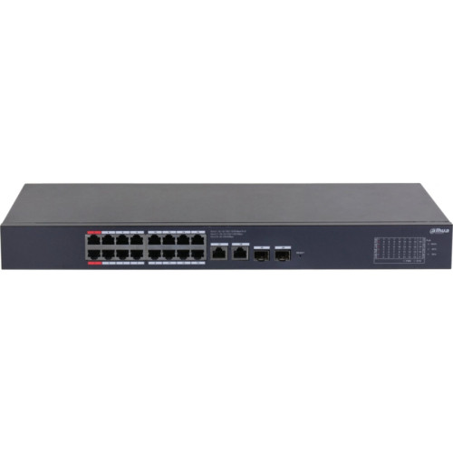 Коммутатор Dahua DH-CS4220-16GT-240 (L2) 16x100Мбит/с 2x1Гбит/с 2xКомбо(1000BASE-T/SFP) 16PoE 265W управляемый