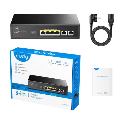Коммутатор/ 6-Port 10/100/1000M PoE+ Switch, 4-Port 10/100/1000 BASE-T Gigabit PoE+ ports, 2-Port 10/100/1000 BASE-T Gigabit Uplink ports, 802.3at/af, VLAN mode support for port #1 ~ #4, Extend mode support for port #3 ~ #4, Fanless, ±4KV Surge Protectio Коммутатор/ 6-Port 10/100/1000M PoE+ Switch, 4-Port 10/100/1000 BASE-T Gigabit PoE+ ports, 2-Port 10/100/1000 BASE-T Gigabit Uplink ports, 802.3at/af, VLAN mode support for port #1 ~ #4, Extend mode support for port #3 ~ #4, Fanless, ±4KV Surge Protectio