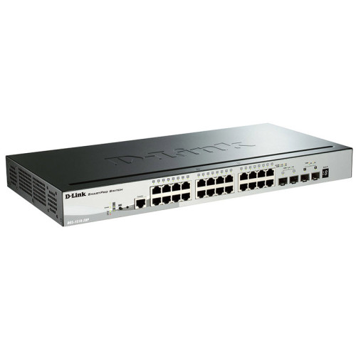 Сетевой коммутатор/ Gigabit Stackable SmartPro Switch with 24 10/100/1000Base-T PoE ports, 2 Gigabit SFP, 2 10G SFP+  ports