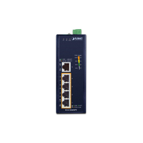 коммутатор/ PLANET IP30 5-Port Gigabit Switch with 4-Port 802.3AT POE+ (-40 to 75 C)