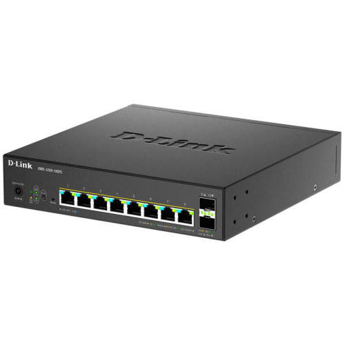Коммутатор/ Управляемый L2 PoE-коммутатор, 8x2.5GBase-T PoE (2 порта PoE 802.3bt 60 Вт), 2x10GBase-X SFP+, PoE-бюджет 120 Вт, защита от статического электричества до 6 кВ, CLI