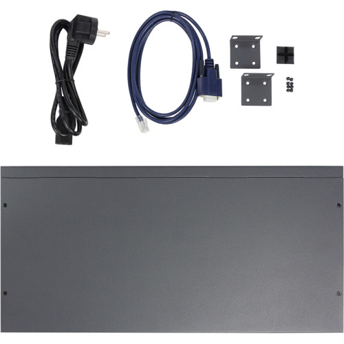 Управляемый L3 коммутатор, 24x1000Base-T, 4x10GBase-X SFP+, консольный порт RJ-45, комплект для установки в 19