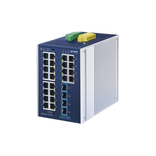 коммутатор/ PLANET IGS-4215-24T4X Industrial L2+ 24-Port 10/100/1000T + 4-Port 10G SFP+ Managed Ethernet Switch